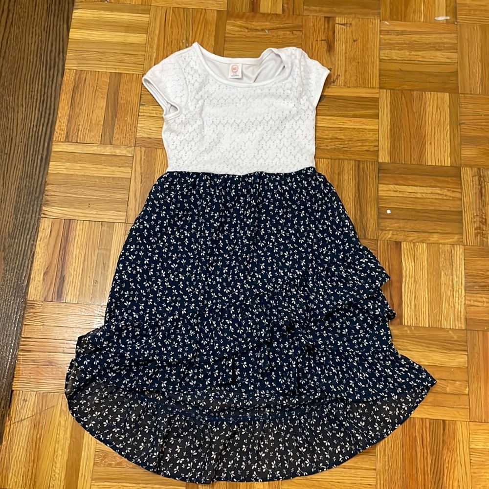 Blue and white dress